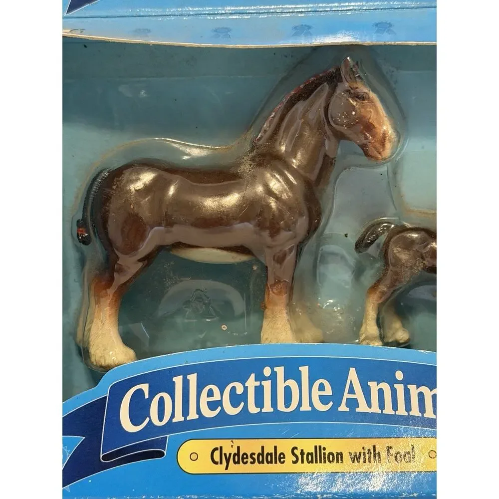 ERTL -Clydesdale Stallion With Foal 1995 Horse figurines NOS NIB VINTAGE